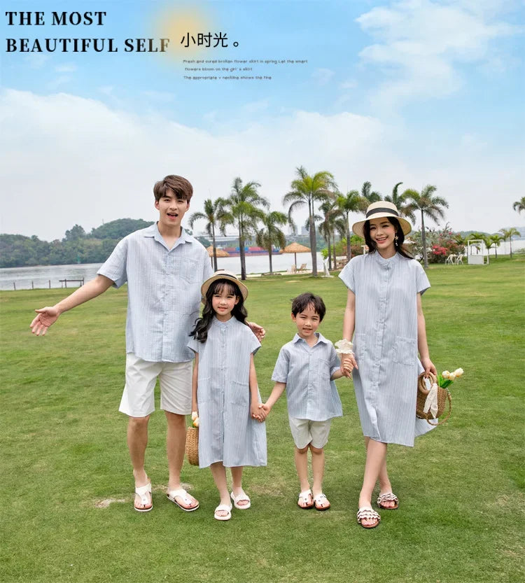 Holiday Look Summer Family Matching Clothing for Couples Mother Father and Son Daughter Clothes Fashion Mom and Children Outfits