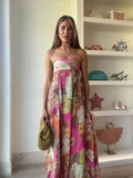 Sexy Flora Painted Ruffle Slim Dress Women Elegant Full Sleeves A-line Short Dresses 2026 Lady Summer Party Holiday Robes