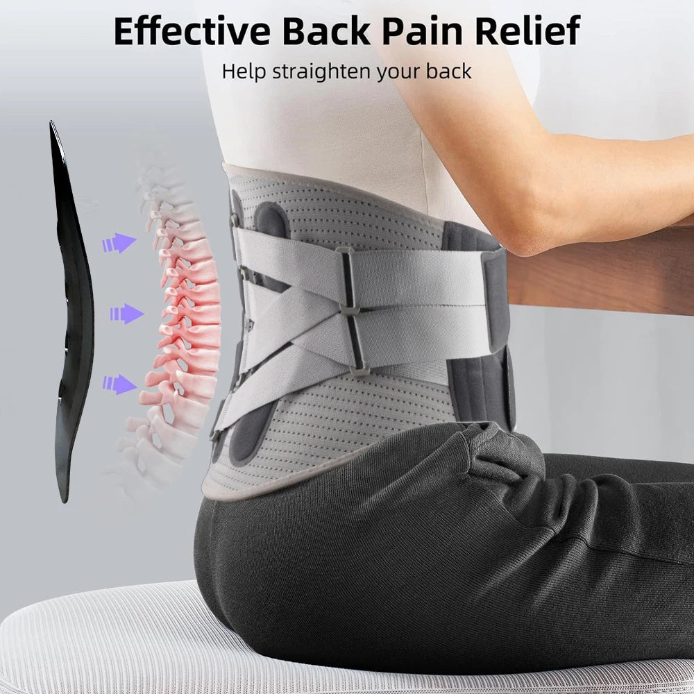 Adjustable Waist Support with Ergonomic Lumbar Pad for Spinal Alignment Sciatica Scoliosis and Herniated Discs - for Men & Women