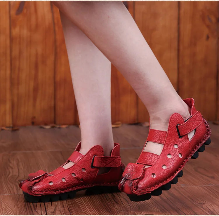 GKTINOO 2026 Summer Soft Bottom Flat Genuine Leather Women Shoes Personality Leisure Women Sandals Retro Handmade Sandals sapato