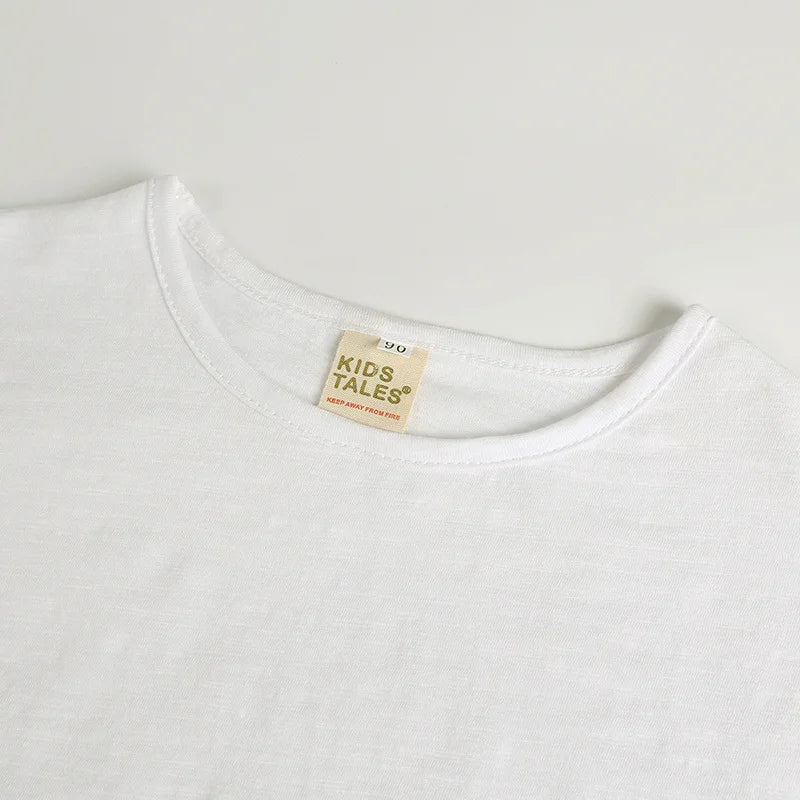 Summer T-shirt Simple Versatile Soft Tshirt Short Sleeve Tops Boys Children Cotton Tees Candy Color Loose Comfortable Clothes