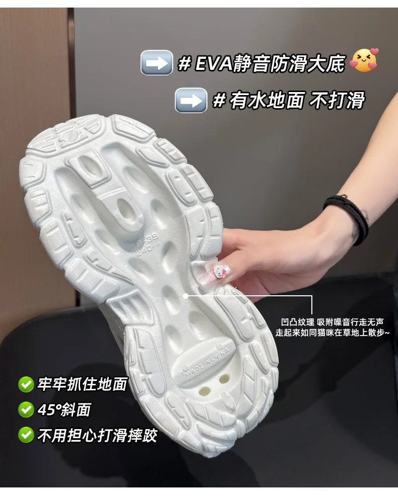 Women's Soft EVA Summer Sandals round Toe Flat Home Slides Dry Wedges Platform Beach Sandals with Thick Bottom for Garden Use