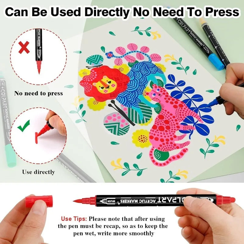 12/24/36 Color Double-ended Gouache Acrylic Marker Waterproof Pigment DIY Graffiti Marker Office and School Supplies