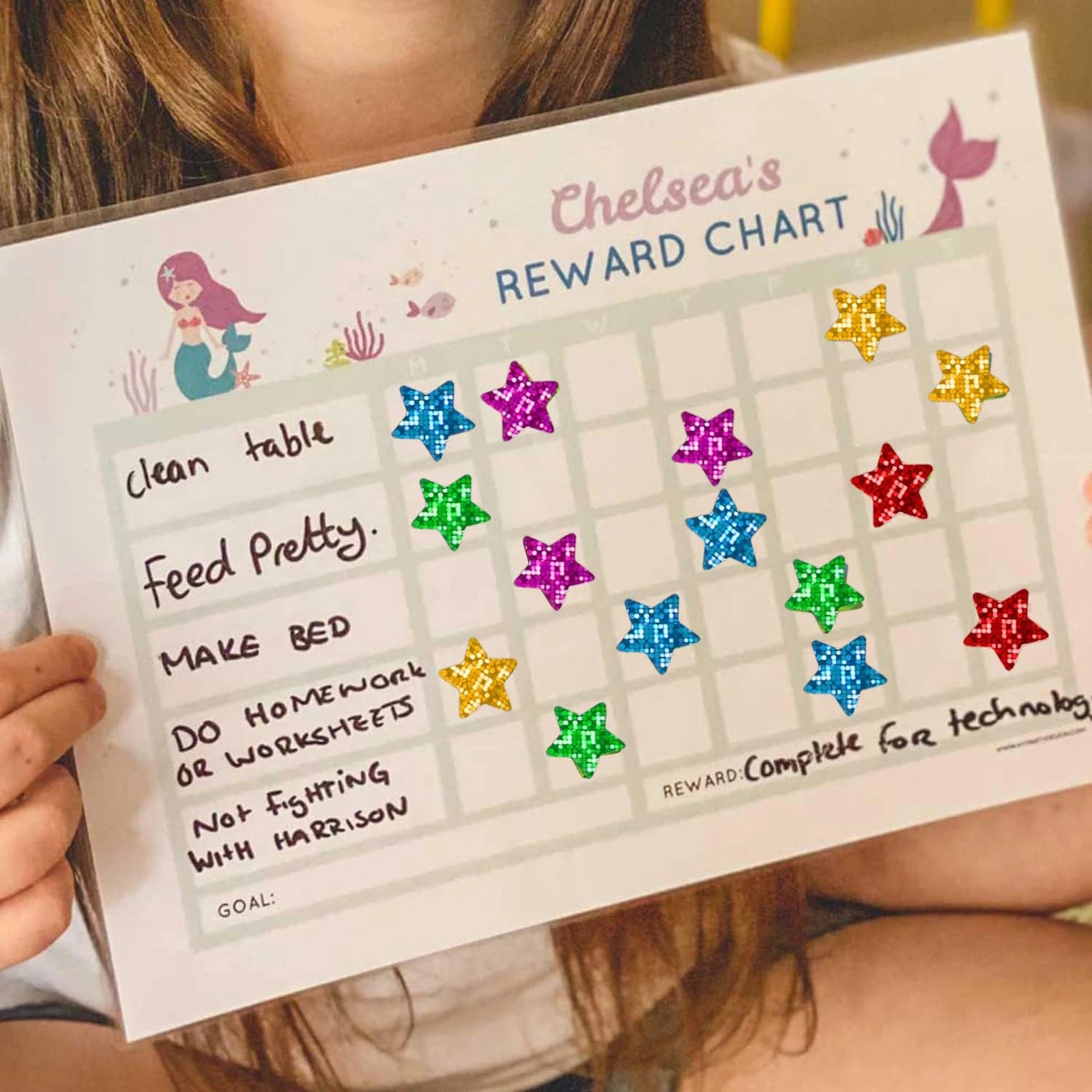 6 Colors Holographic Star Reward StickersFoil Sparkly Star Stickers For Kids Behavior Chart, School Classroom Student Teacher Su