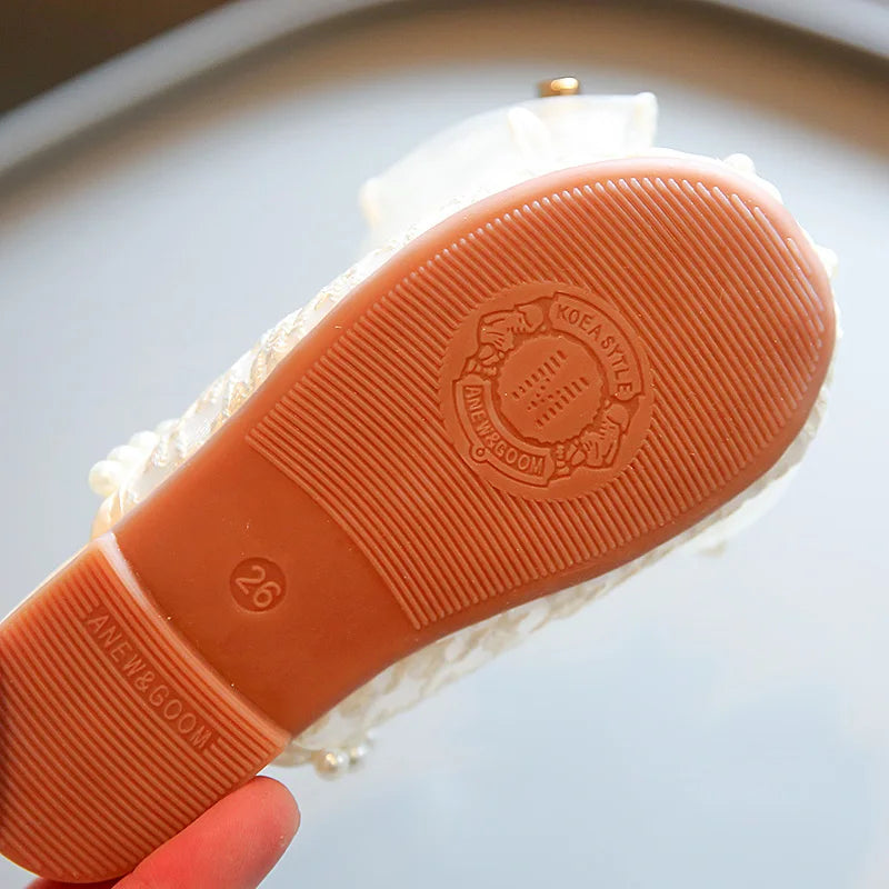 2025 New Girls Princess Sandals Summer Luxury Rhinestone Children Causal Shoes Chic Lace Kids Beach Sandals Open-toe Thick Soled