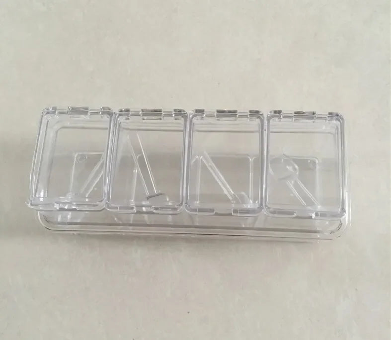 4 Pieces Kitchen Clear Seasoning Box Storage Container Condiment Jars Acrylic Seasoning Box with Cover and Spoon
