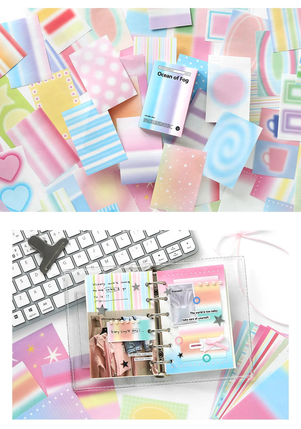 100sheets Ins Simple Color Lines Message Memo Notebook DIY Handmade Scrapbooking Material School Office Supplies