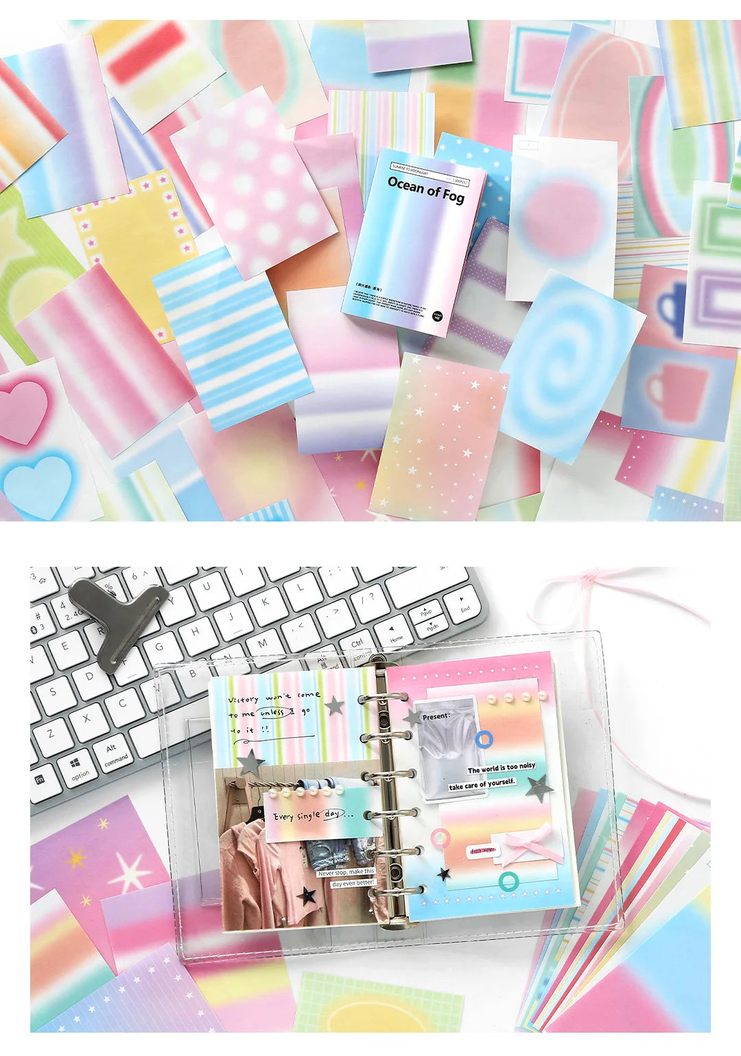 100sheets Ins Simple Color Lines Message Memo Notebook DIY Handmade Scrapbooking Material School Office Supplies