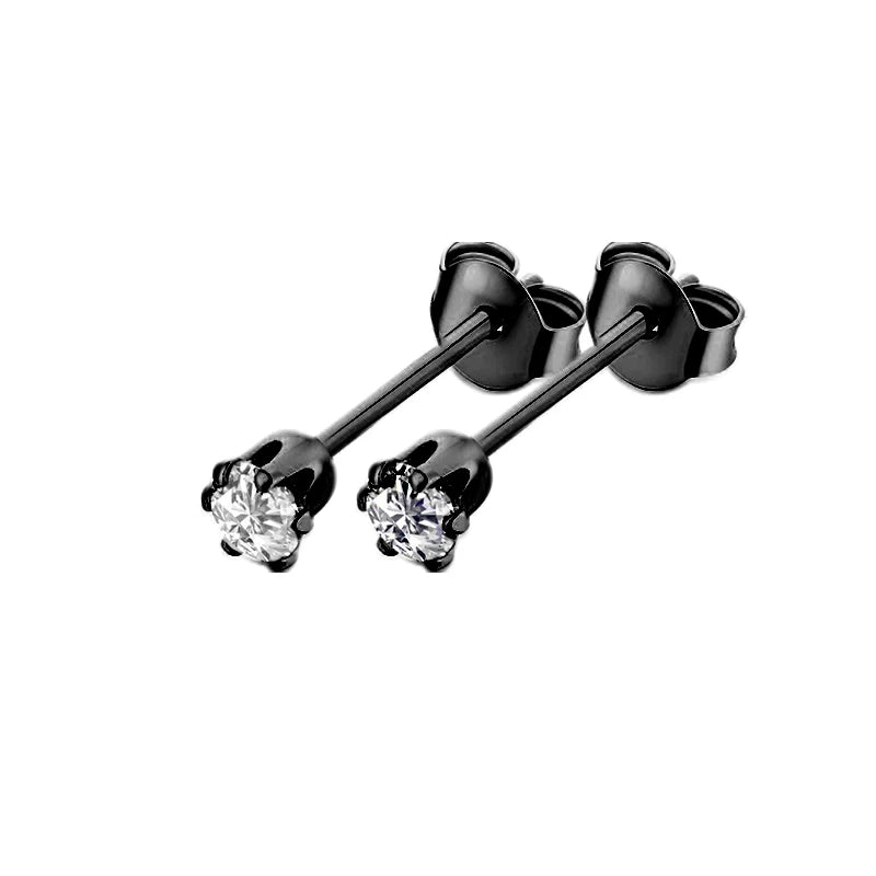Black Punk Stainless Steel Women Men Hoop Earrings Small Trendy Round Cross Pendants Jewelry Accessories Earrings