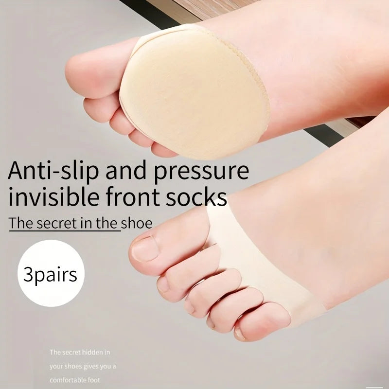 Ball of Foot Cushions Honeycomb Fabric Metatarsal Pads Invisible Socks Pads for Women and Men Reusable Forefoot Pads