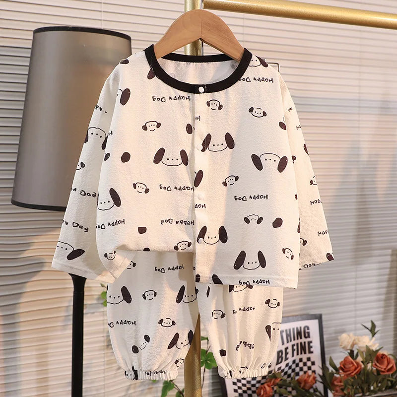 Kid Cute Cartoon New Sleepwear 2pcs Toddler Children Homewear Pajamas Thin Spring Summer Boys Girl Air Conditioning Clothing