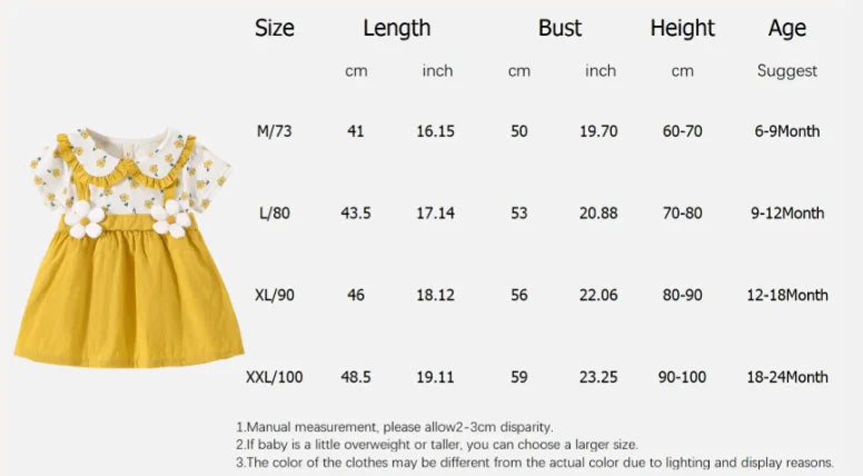 Baby Girl Dresses Summer Flower Printed Sweet Doll Collar Short Sleeved Children Clothing for Baby