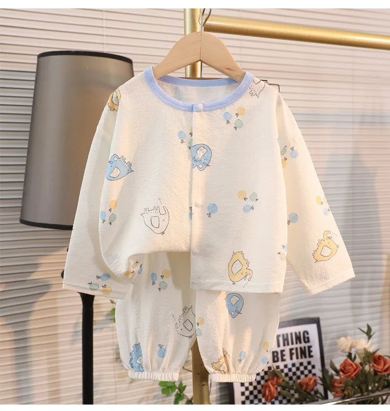 Kid Cute Cartoon New Sleepwear 2pcs Toddler Children Homewear Pajamas Thin Spring Summer Boys Girl Air Conditioning Clothing