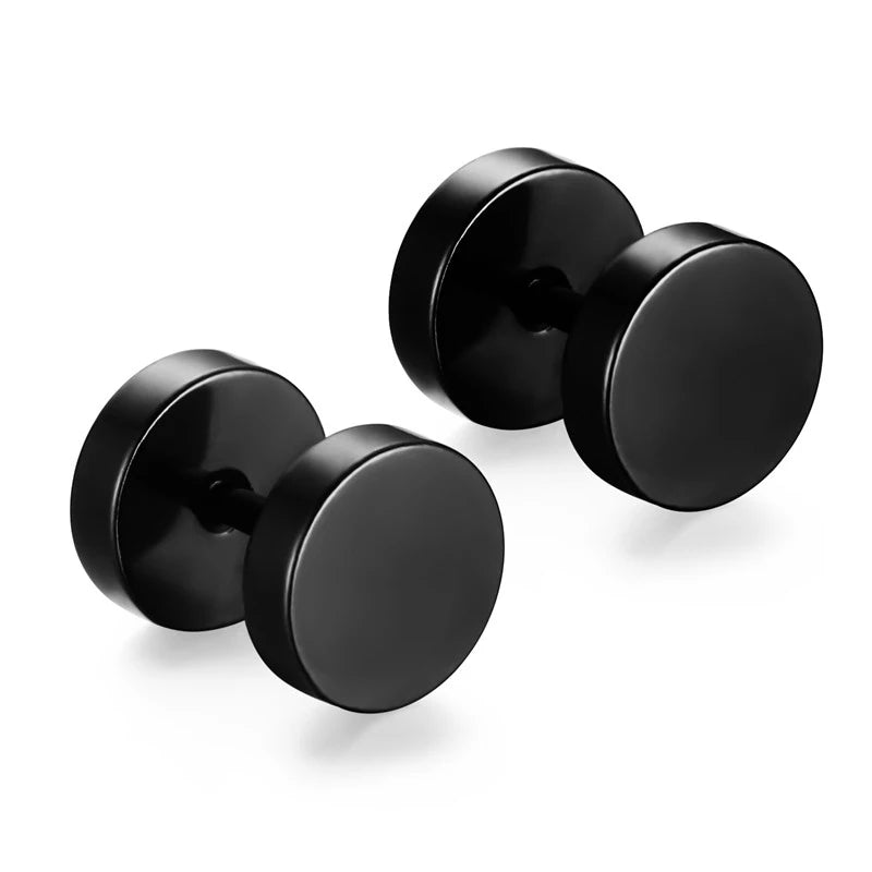 Black Punk Stainless Steel Women Men Hoop Earrings Small Trendy Round Cross Pendants Jewelry Accessories Earrings