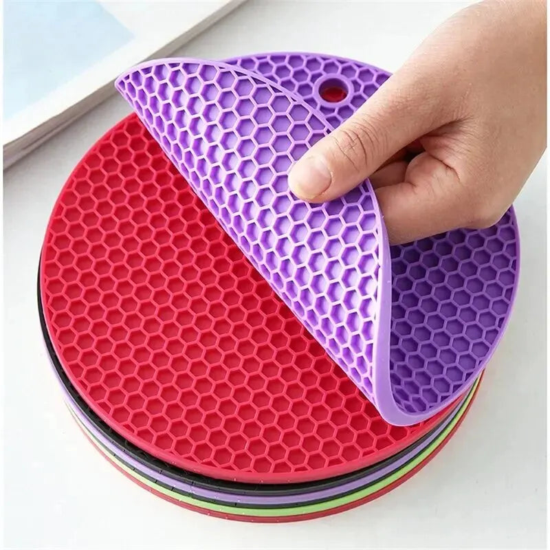 Round Resistant Rubber Mat Drink Cup Coasters Insulation Non Slip Pot Holder Thicken Table Placemat Kitchen Accessories