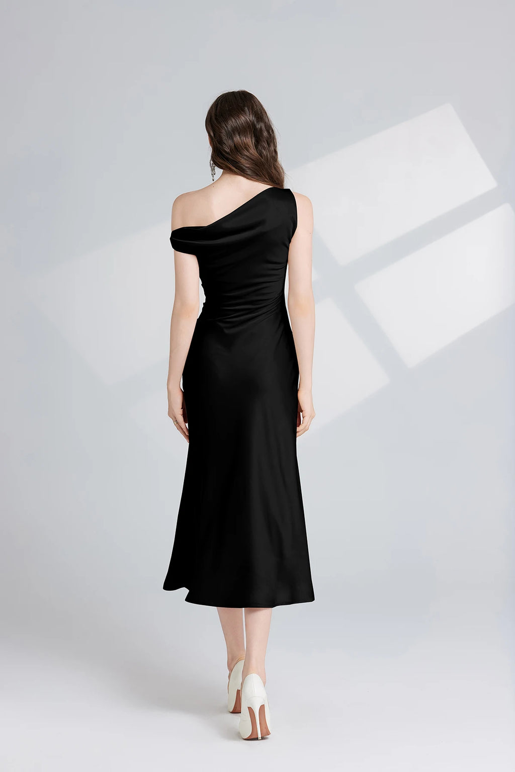 French Summer Autumn Fashion Acetate Satin Evening Dress Women Sexy Slash Neck Pencil Mermaid Long Prom Dresses Lady Gown