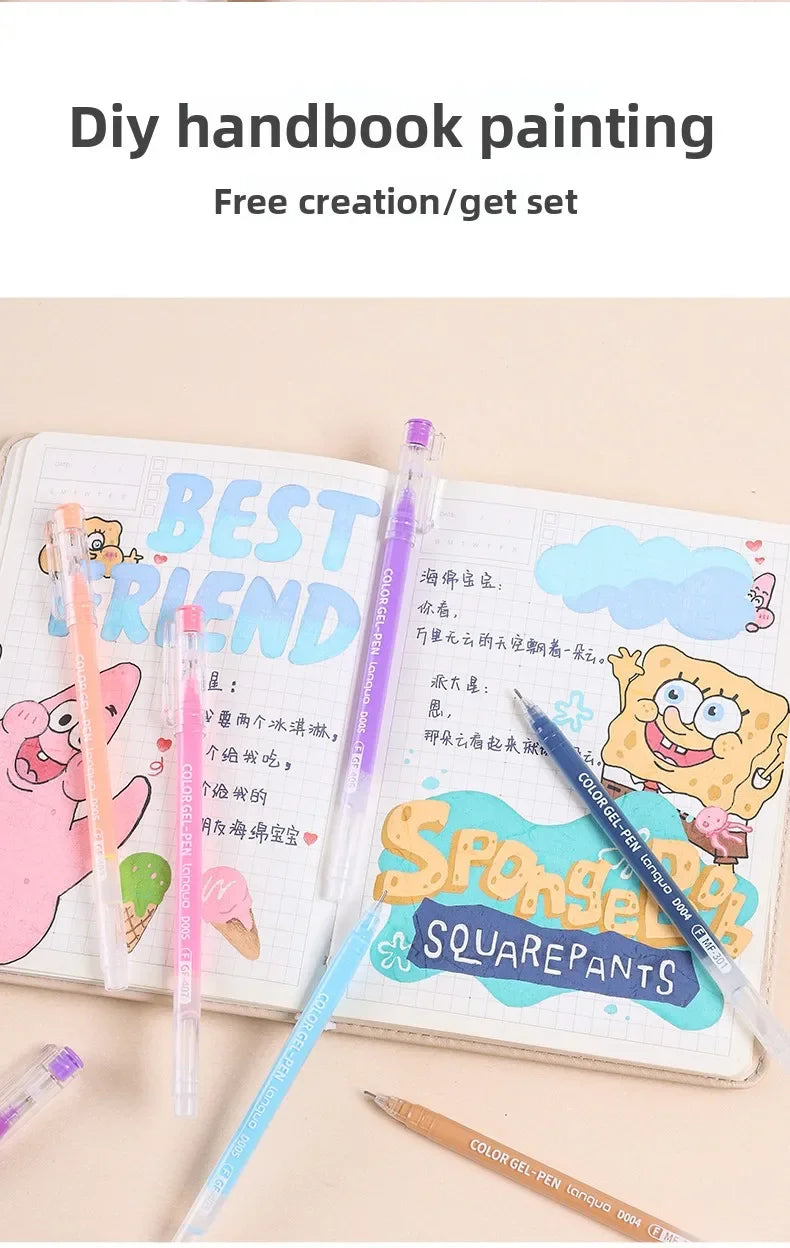 LANGUO Aesthetic Overlayable Skin Tone Gel Pens High-Capacity Art Journaling Replacement School Supplies Stationery