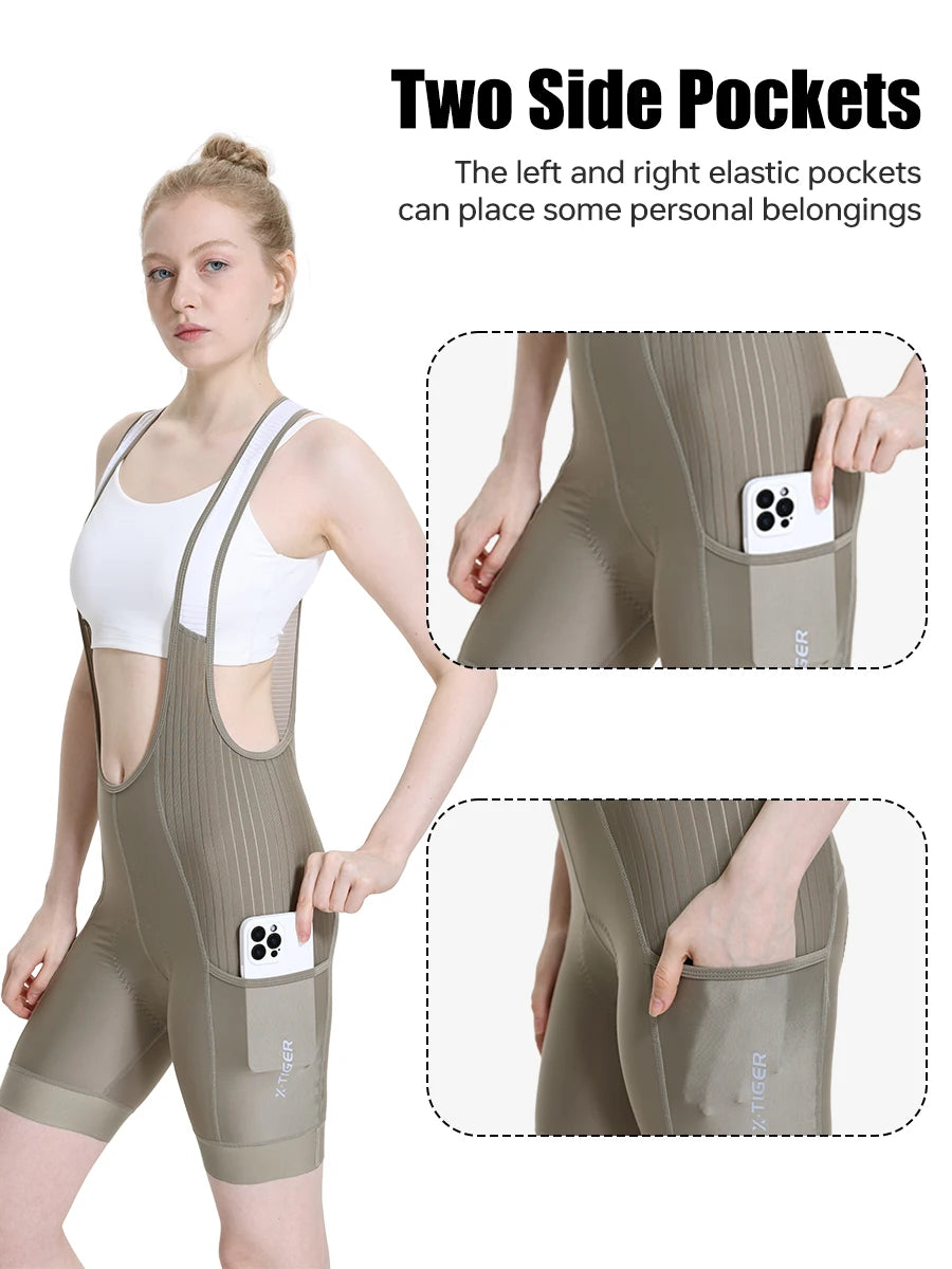 X-TIGER Bib Shorts Cycling Women 5D Thick Padding Mountain Road Bike Bib Shorts Summer UV Protection Professional Cycling Shorts