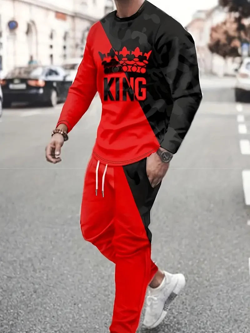 Autumn Men's Long Sleeve T-Shirts Pants Sets 3D Print Fashion Men Sportswear Man Clothes Street Tracksuit Jogger 2 Piece Outfits