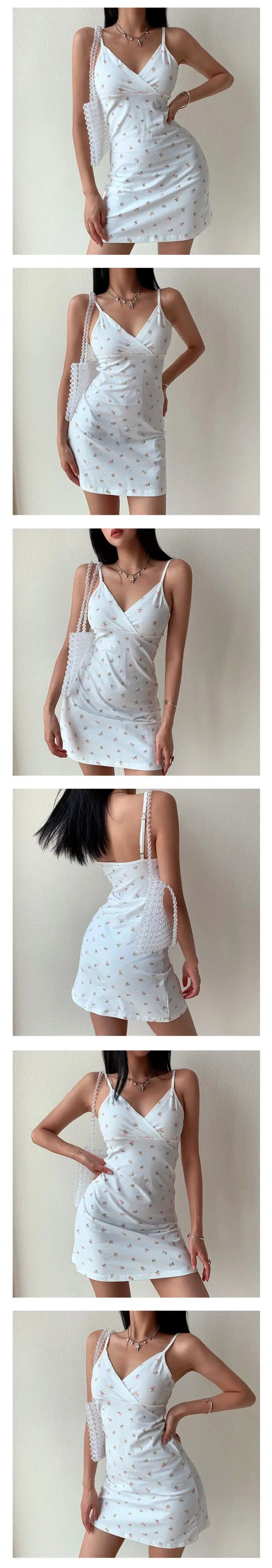 Y2K Vintage Floral Cross Cami Dress Women Slim Sleeveless V-Neck Summer Sexy Cute Backless Patry Black Mini Korean Dresses Woman