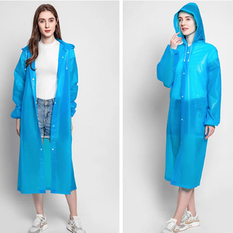 3 in 1 Waterproof Adult Long Raincoat Women Men Rain Coat Jacket Hooded Poncho for Outdoor Hiking Travel Fishing Rainwear Suit