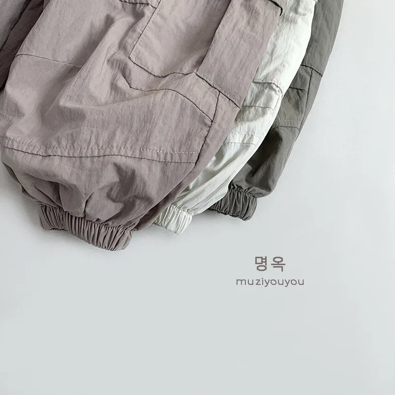 2025 Summer New Children Thin Mosquito Proof Pants Solid Girls Breathable Casual Pants Cotton Kids Boys Loose Cargo Pants