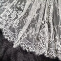 White Eyelash Lace Fabric Embroidery Floral DIY Sewing Material Cloth for Wedding Dresses, Bridal Veils,Home Tablecloth Decor