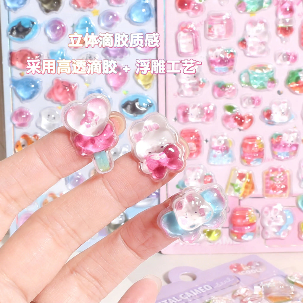 Kawaii Japanese Animal Sushi 3D Relief Drop Sticker for Scrapbooking Cute DIY Phone Case Decor Sticker School Stationery Supply