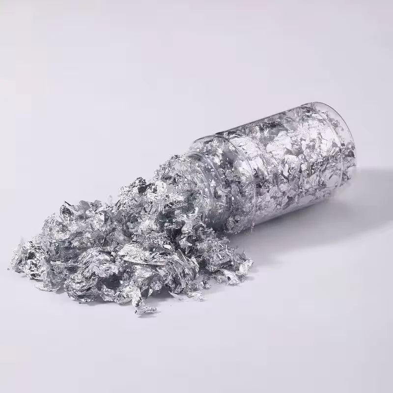 Metallic Foil Flakes Golden Silvery Foil Decorative Paper Resin Mold Fillings Resin Jewelry Making For Nail Art, Painting, Craf