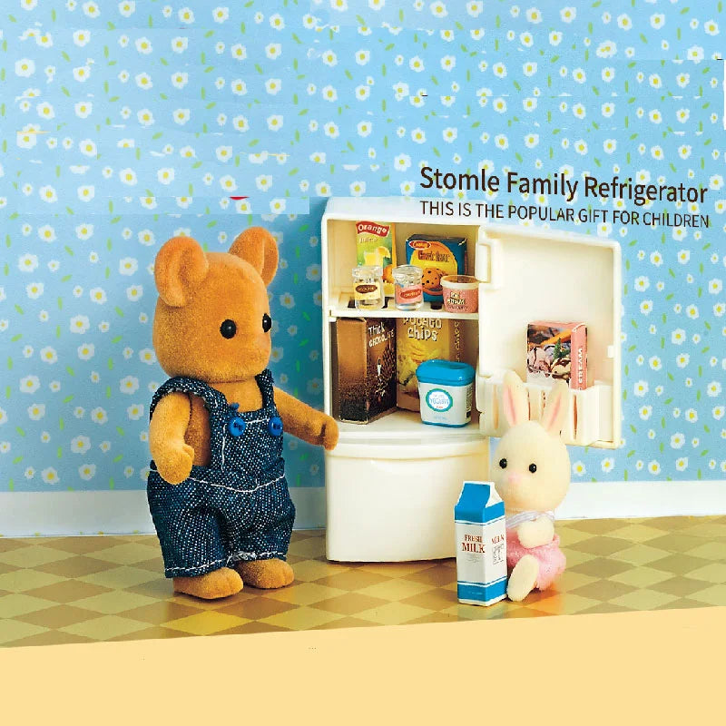 Dollhouse Furniture Set Doll house Bathroom/Kitchen/Fridge/Washing Machine Laundry Kids Doll House Miniature Pretend Play Toys