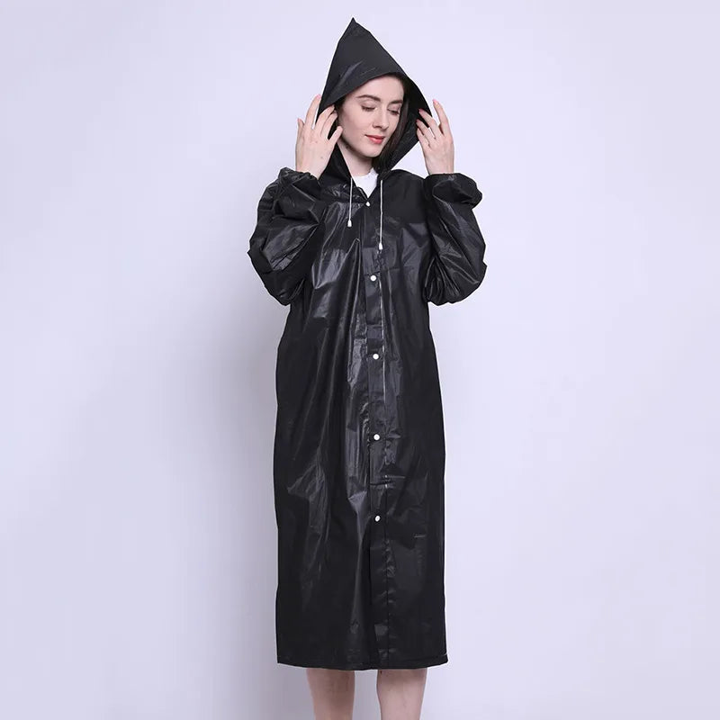 3 in 1 Waterproof Adult Long Raincoat Women Men Rain Coat Jacket Hooded Poncho for Outdoor Hiking Travel Fishing Rainwear Suit