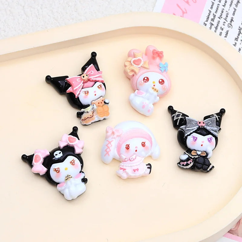 10 Pcs New Kawaii  Cartoon bow Anime Characters Resin Scrapbook Diy Jewelry Children Gift Hairpin Accessories A7