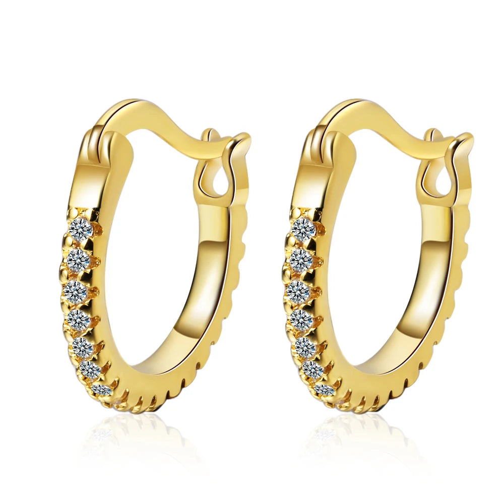 18k Plated Total 2.6CT Full Moissanite Hoop Earring for Women Sparkling Wedding Party Earring 925 Sterling Silver Jewelry Huggie