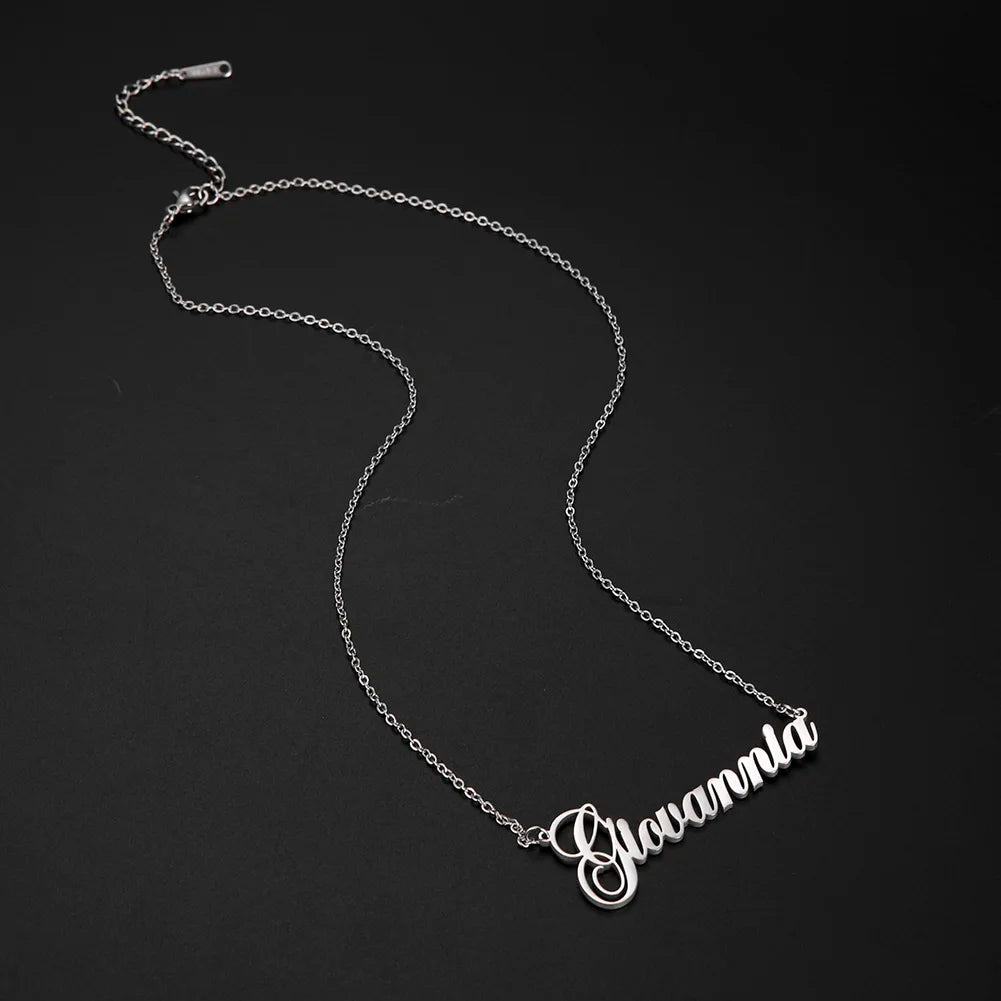 Custom Necklace Name Logo Personalized Pendant Nameplate Gift For Women Men Mother Couple Family Stainless Steel Chain Jewelry
