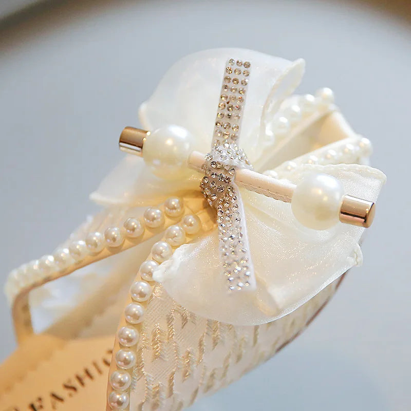 2025 New Girls Princess Sandals Summer Luxury Rhinestone Children Causal Shoes Chic Lace Kids Beach Sandals Open-toe Thick Soled