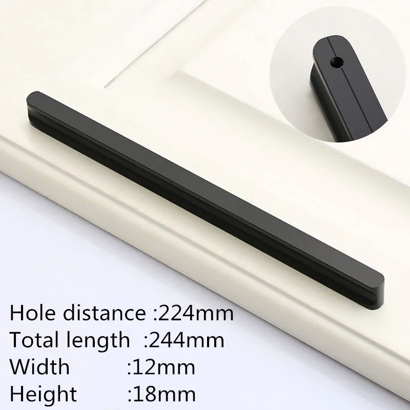 VARMSTUGA American Simple Black Aluminum Alloy Kitchen Cabinet Door Knobs and Handles Drawer Pulls Furniture Handle Hardware
