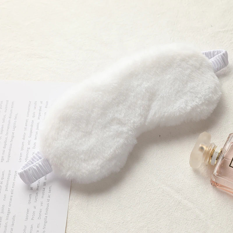 Soft Plush Sleeping Mask Cute Rabbit Fur Blindfold for Nap Eye Cover Health Sleep Aid for Men Women Students All Seasons