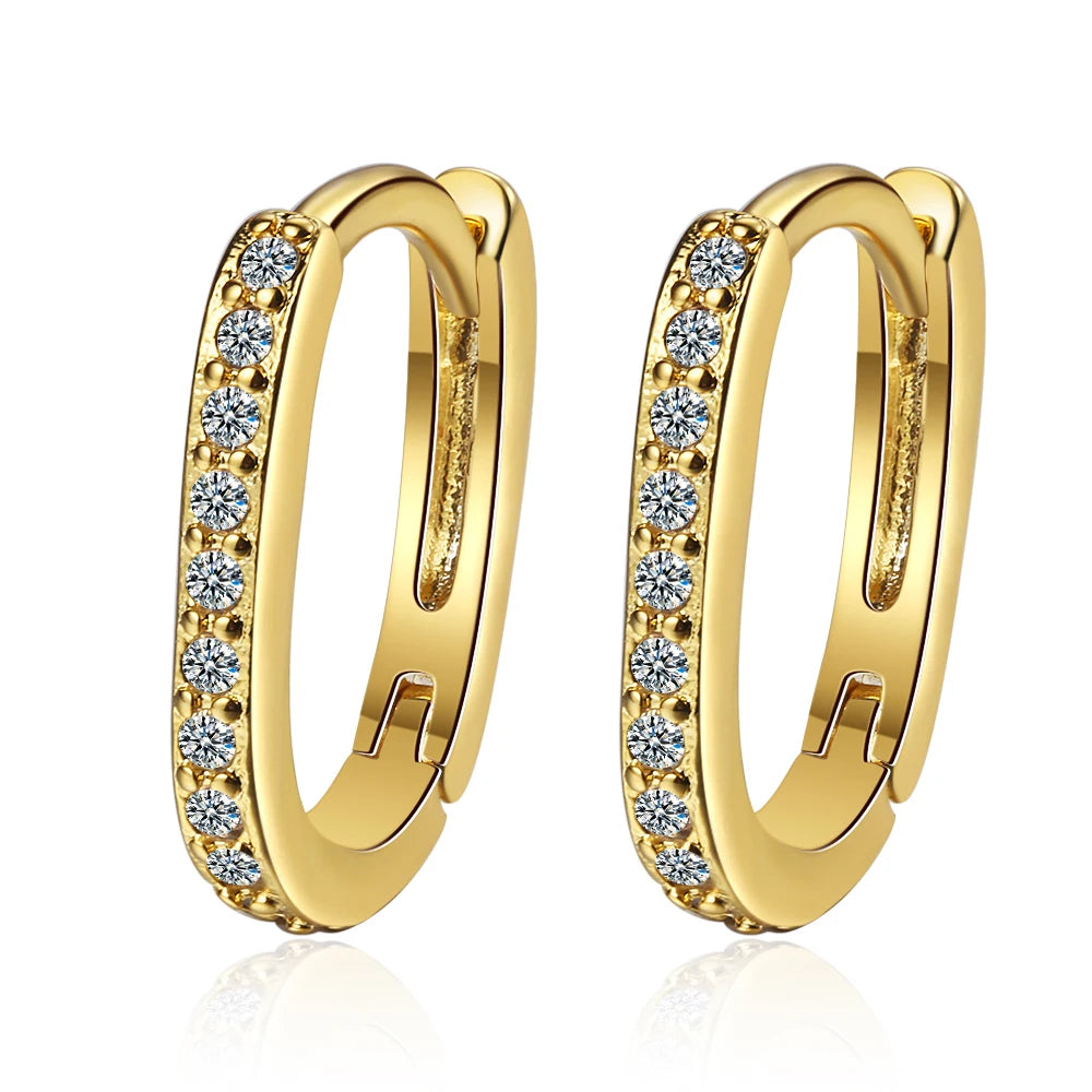 18k Plated Total 2.6CT Full Moissanite Hoop Earring for Women Sparkling Wedding Party Earring 925 Sterling Silver Jewelry Huggie