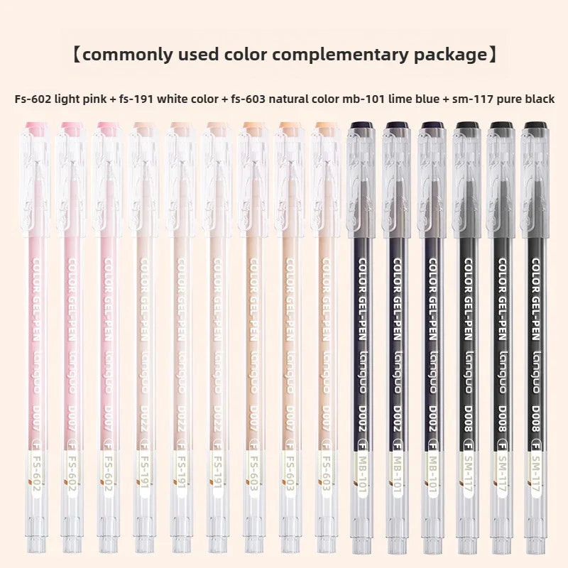 LANGUO Aesthetic Overlayable Skin Tone Gel Pens High-Capacity Art Journaling Replacement School Supplies Stationery
