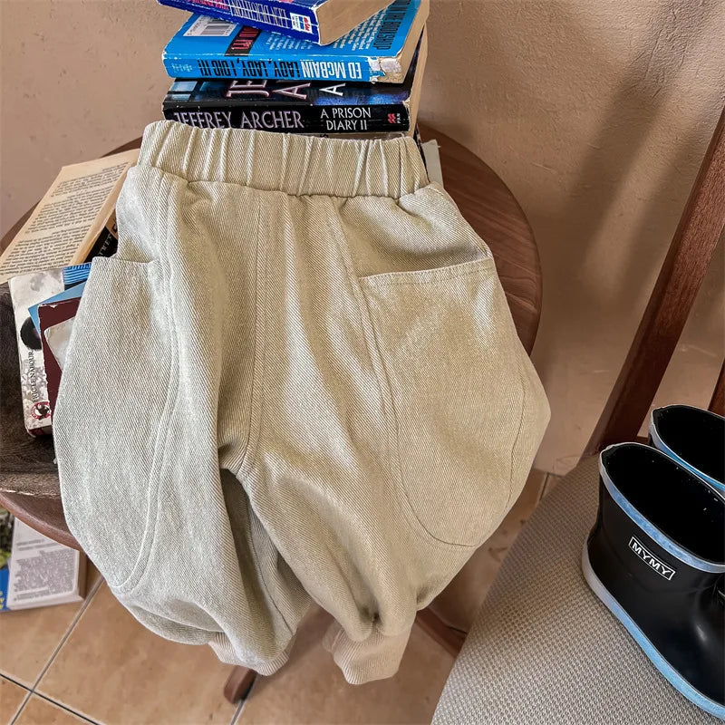 2026 Autumn New Girls Cotton Harem Pants Solid Children Loose Trousers Fashion Boys Casual Pants Loose Kids Clothes