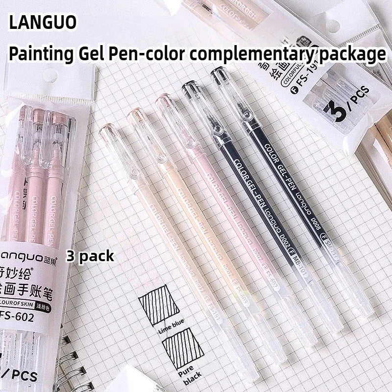 LANGUO Aesthetic Overlayable Skin Tone Gel Pens High-Capacity Art Journaling Replacement School Supplies Stationery