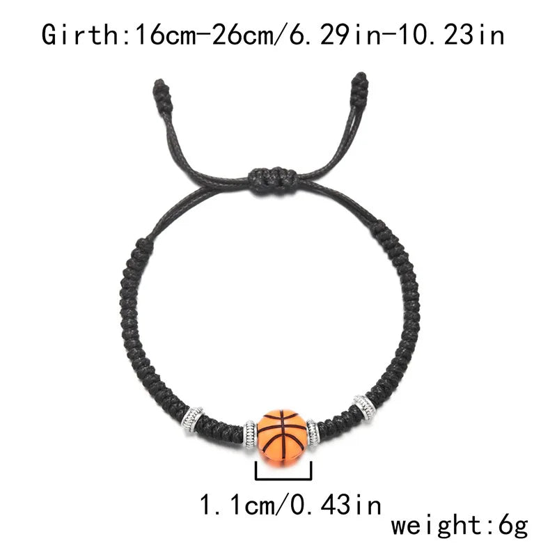 Leisure Ball Games Beads Rope Bracelet Unisex Handmade Braided Adjustable Knot 6 Styles Sports Braslet Outdoor Couple Hand Joias