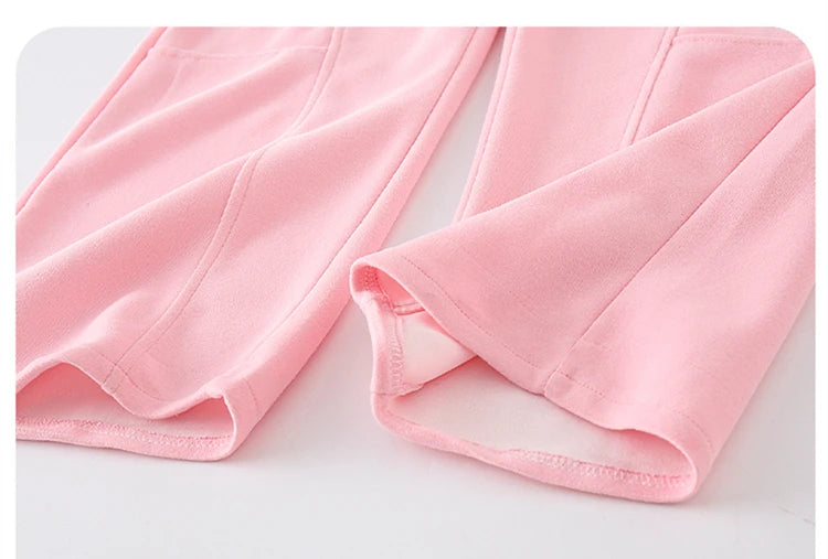 New Autumn Girls Sports Drawstring Pants Pink Grey Color Kids Sporty Trousers Trackpants Children Cotton Knitted Sweatpants