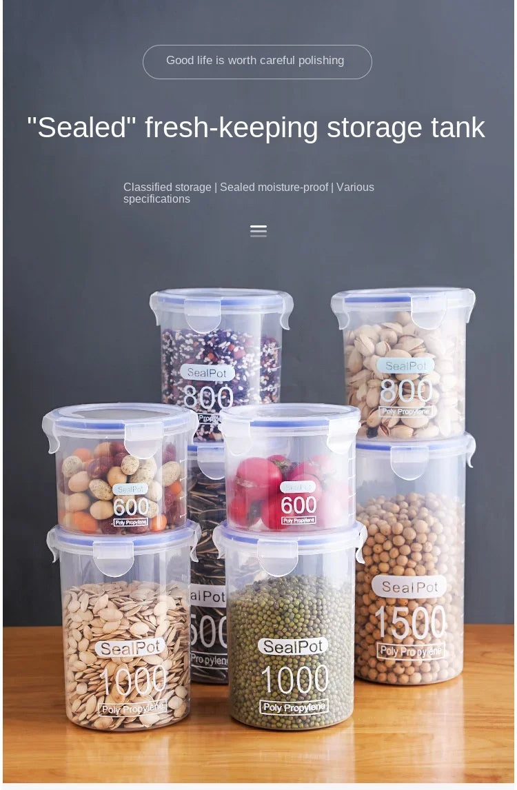 Sealed Jars With Scale Grain Storage Tank Kitchen Food Fresh-keeping Boxes Refrigerator Organize Container Seasoning Spices Can