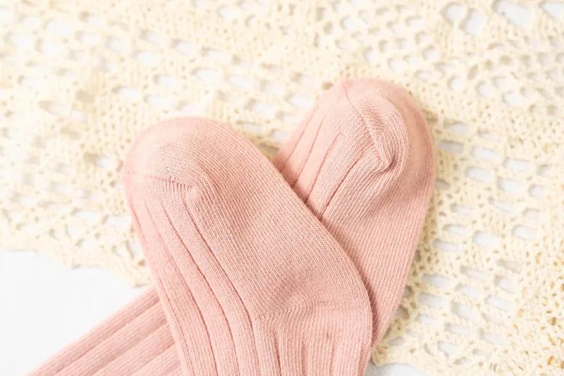 Ruffle Kids Knee High Socks Baby Girls Toddlers Long Soft Cotton Sock Lace Flower Children Princess Uniform Socks For 0-8Years