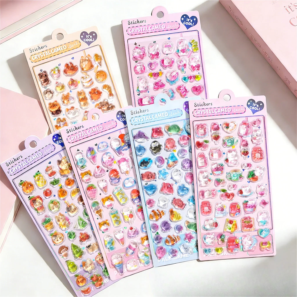 Kawaii Japanese Animal Sushi 3D Relief Drop Sticker for Scrapbooking Cute DIY Phone Case Decor Sticker School Stationery Supply