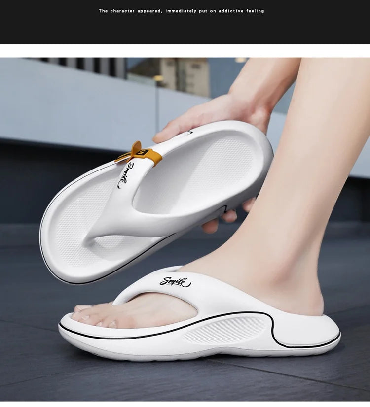 Men's flat slippers summer thick soft sole eva slippers outdoor beach sandals women's 45 non-slip comfortable bathroom slippers