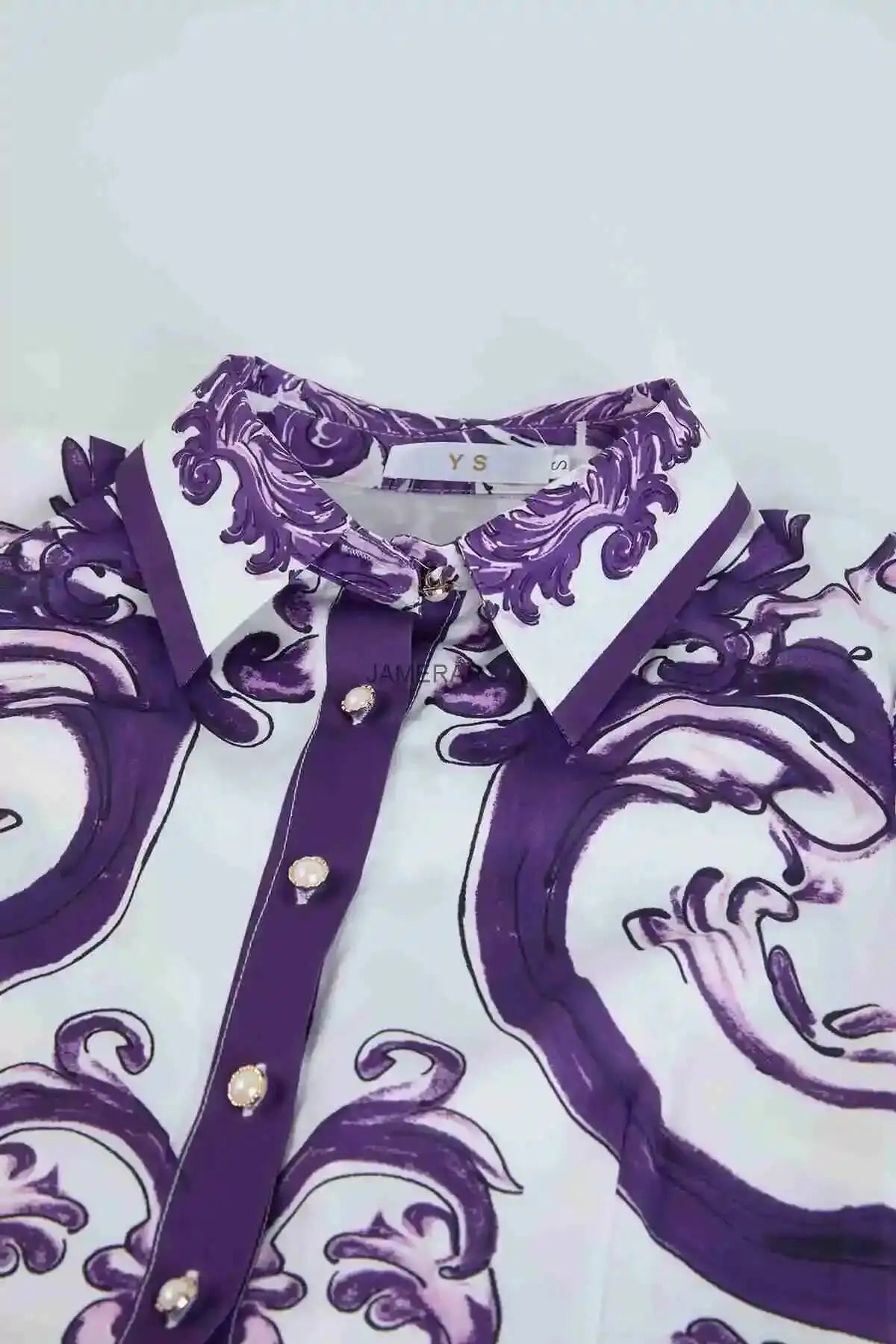 Fashion Summer Floral Long Dress Women Purple Porcelain Print Midi Dresses Shirt Single Breasted Office Lady Work Holiday Runway