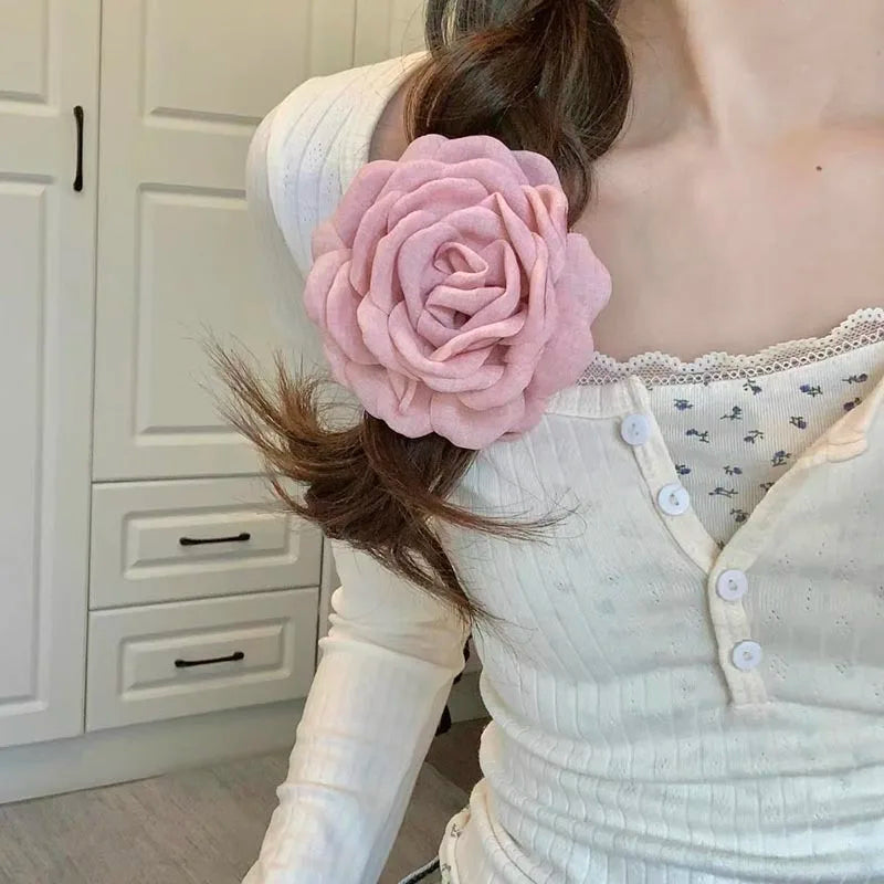 French Fabric Rose Flower Hair Claw Clips For Women Girls Hair Clip Barrette Hairpins Hair Clamps Headwear Hair Accessories Gift
