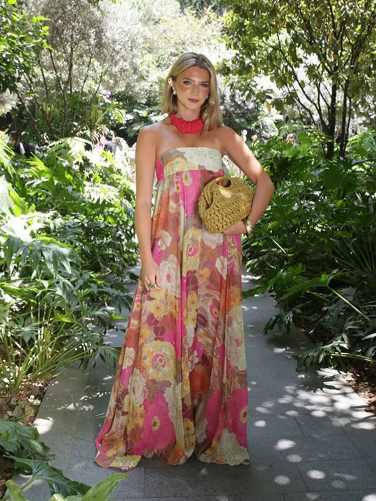 Sexy Flora Painted Ruffle Slim Dress Women Elegant Full Sleeves A-line Short Dresses 2026 Lady Summer Party Holiday Robes